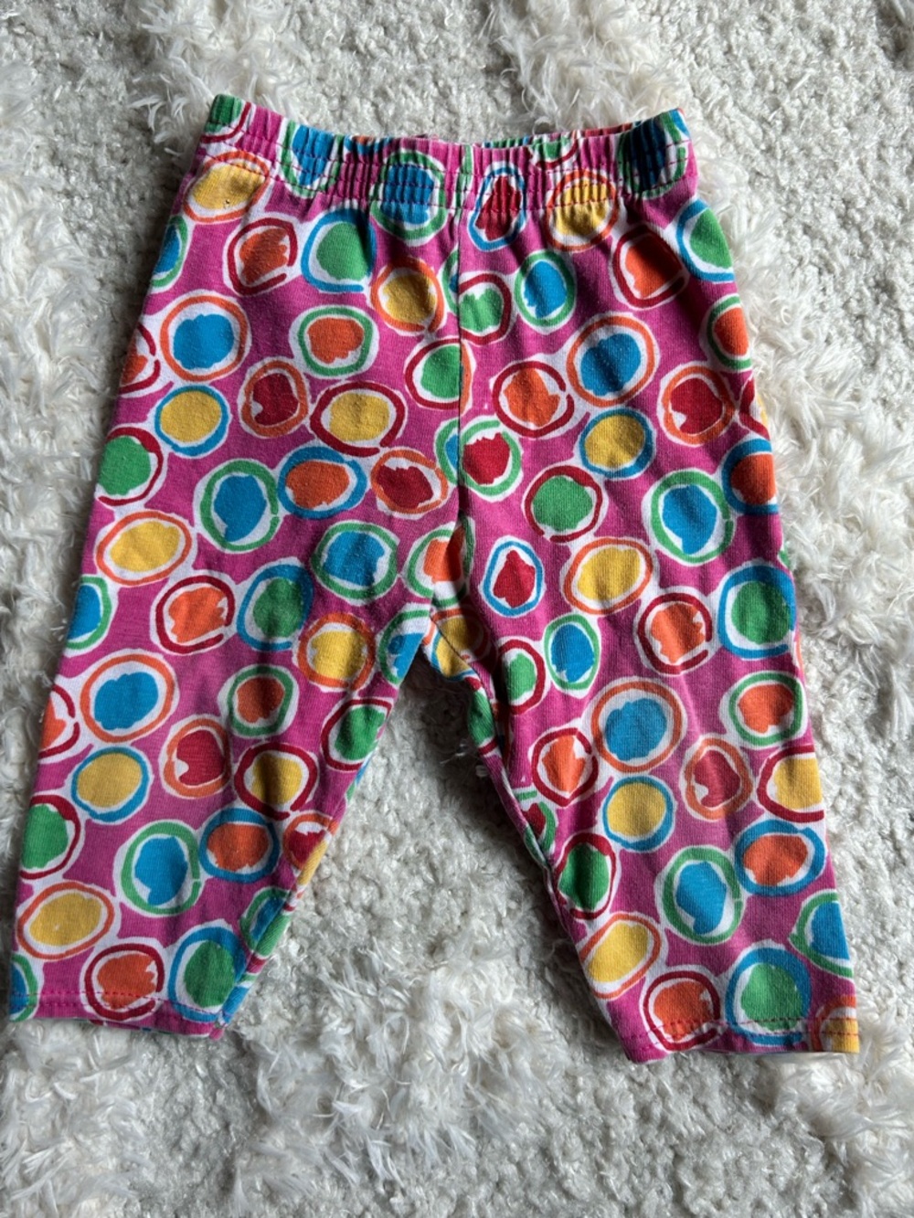 Vintage Carter’s Made in USA Baby Leggings 12M Colorful Polka Dot Retro